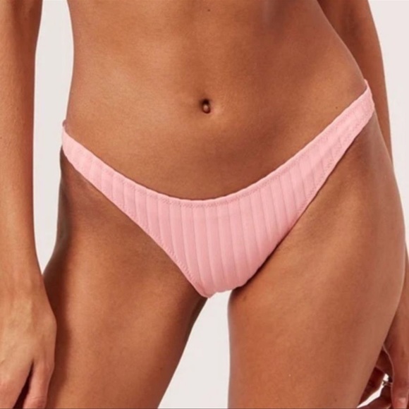Solid & Striped Rachel Ribbed Bikini Bottom in Taffy (S) - Picture 1 of 9